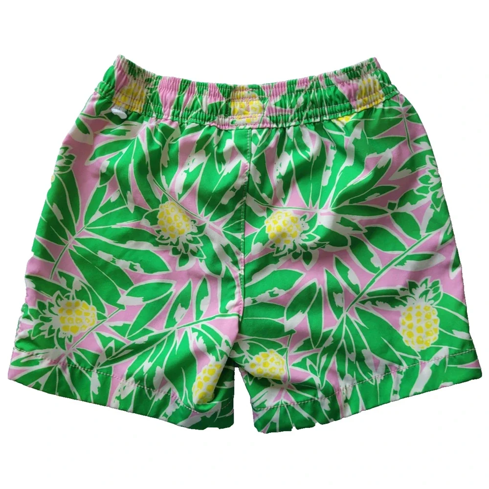 J.Crew Crewcuts Boys Tropical Pineapple Swim Trunks Green Pink Mesh Lined